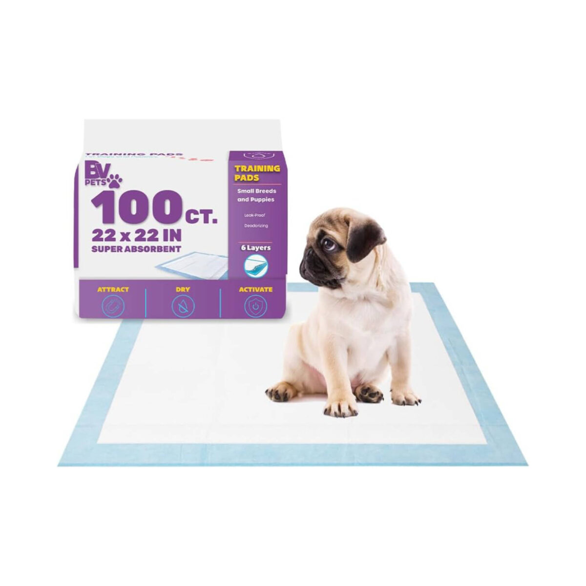 BV Puppy Pads Leak-Proof Count x Pee Pads for Dogs Quick Absorb -Layer- Dog Pee Pads - Dog Pads Pack- Potty Pads for Dogs- Puppy Pee Pads- Pee Pad Training Pads for Dogs- Pet Pee Pads