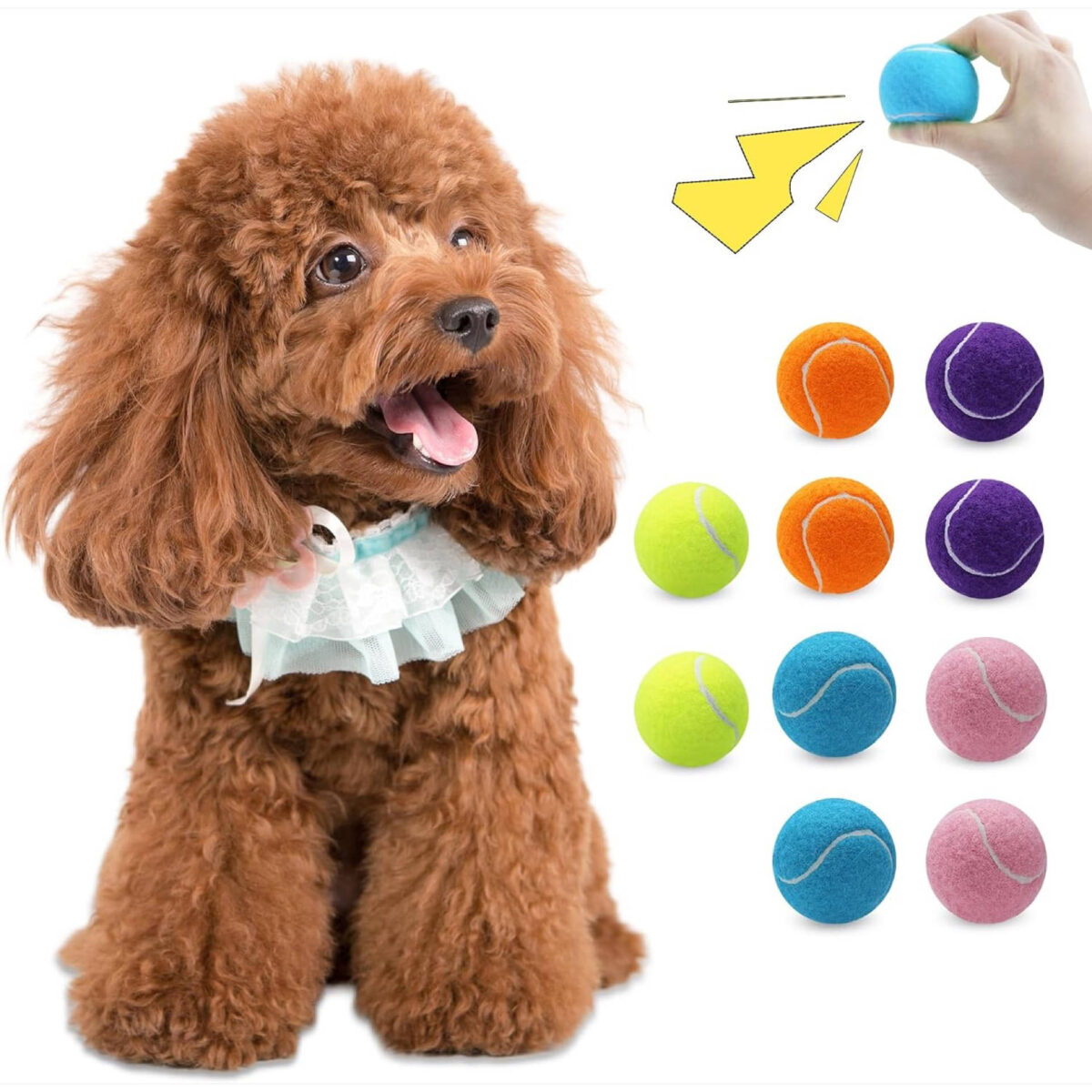 Magicorange 10 Pack Squeaky Mini Tennis Balls, 1.5 inch Small Dog Ball