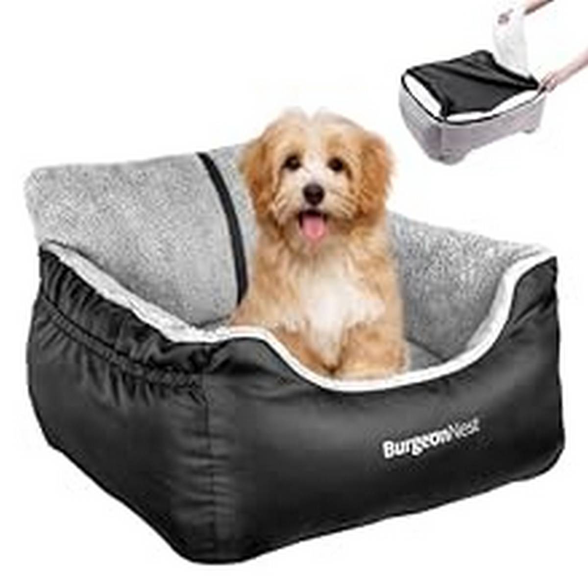 Supplies_BurgeonNest Dog Car Seat for Small Dogs- Fully Detachable and Washable Dog Carseats Small Under - Soft Dog Booster Seats with Storage Pockets and Clip-On Leash Portable Dog Car