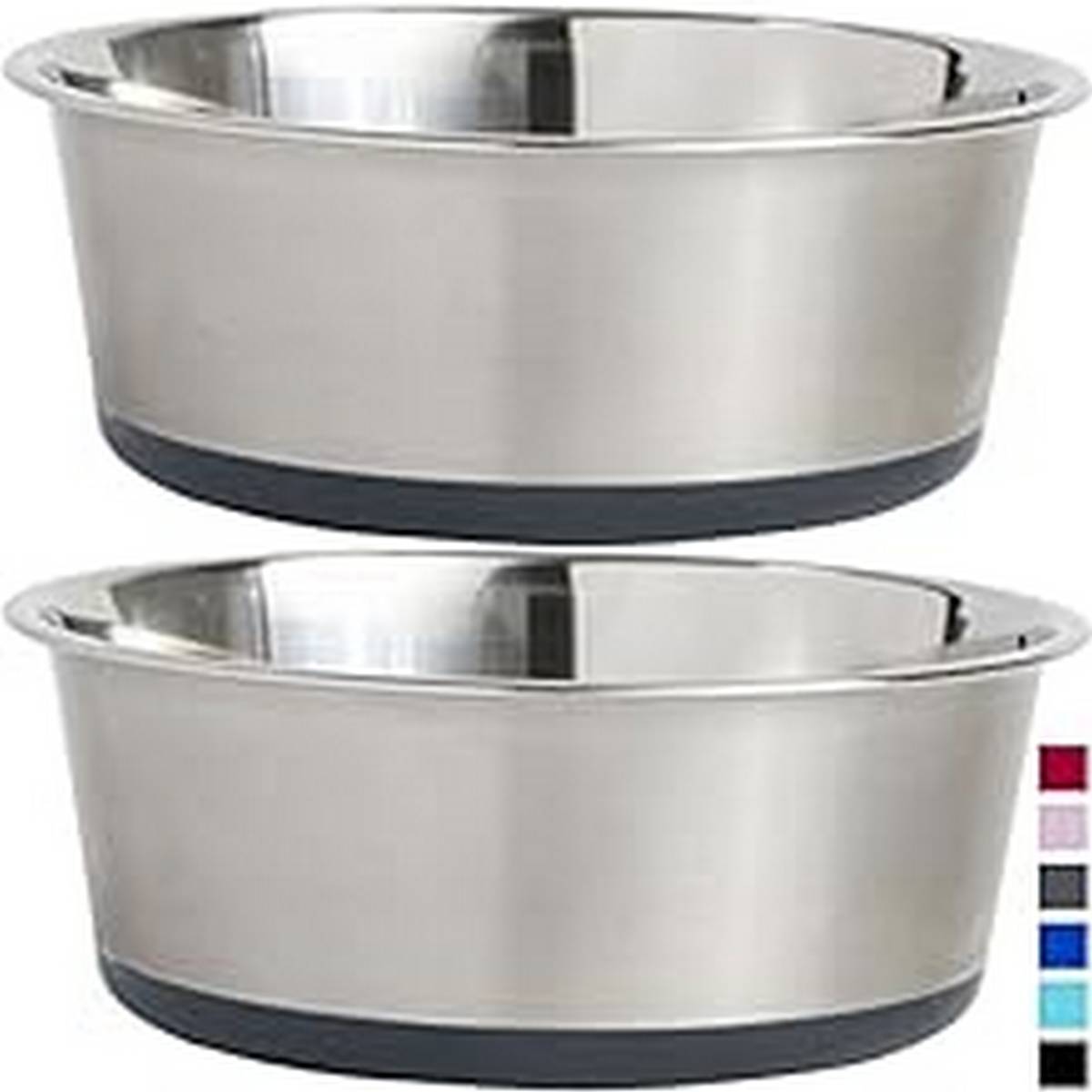 Supplies_Gorilla Grip Stainless Steel Metal Pet Bowls Set of Quiet Rubber Base Heavy Duty Rust Resistant Food Grade BPA Free Less Sliding for Cats and Dogs Dry and Wet Foods Cups Gray